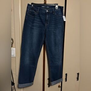 Old Navy Dark Blue Mid-Rise Wow Boyfriend Jeans, Size 12 Regular